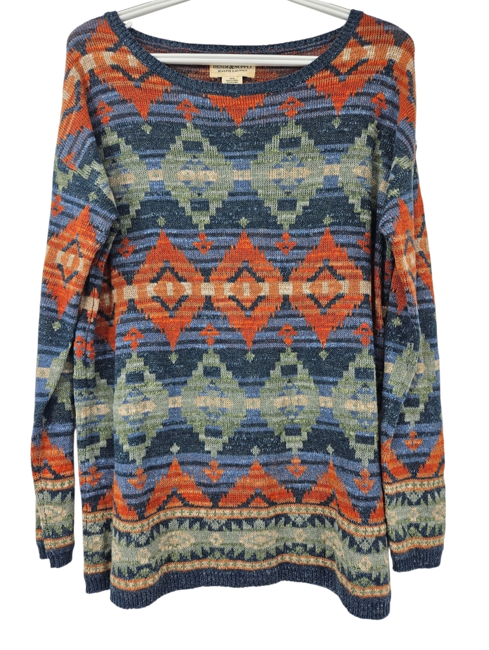 Denim & Supply Ralph Lauren Southwestern Tribal Aztec Sweater Women's Size M - Picture 2 of 10